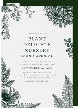 'Letterpress Botanical' Grand opening Invitation
