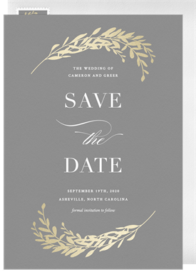 'Classic Foil Laurels' Wedding Save the Date