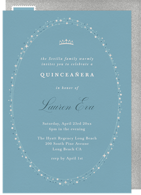 'Twinkly Tiara' Quinceañera Invitation