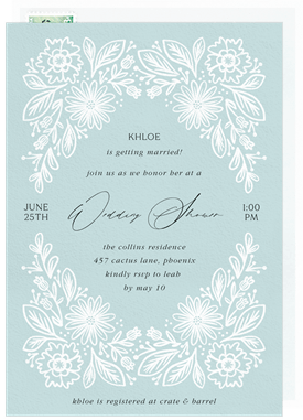 'Lace Florals' Bridal Shower Invitation